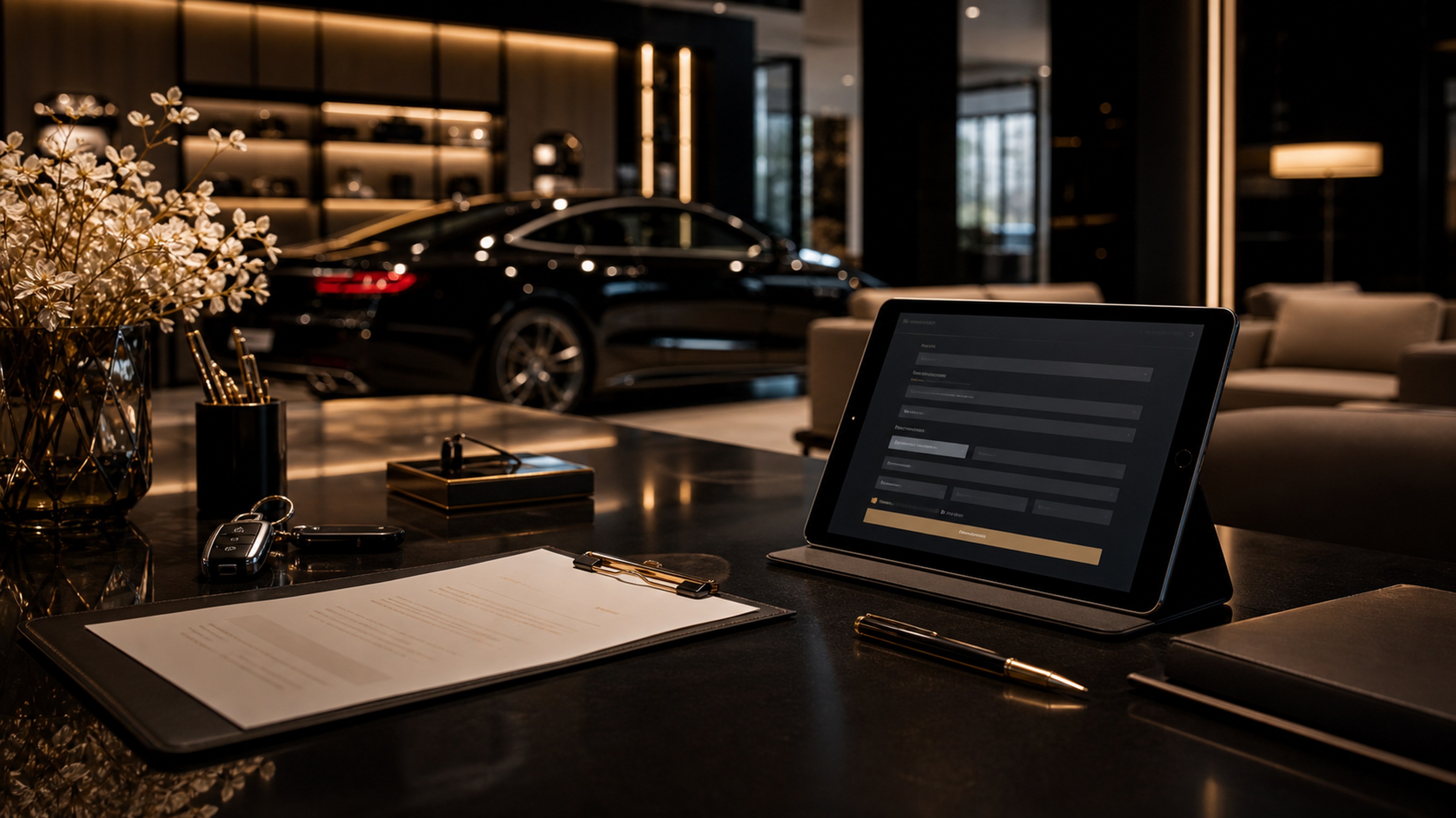 Luxury dealership financing consultation desk